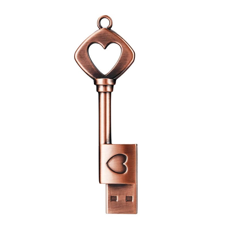 GARRULAX USB Flash Drive, 8GB / 16GB / 32GB / 64GB USB 2.0 Metal USB Memory Stick Date Storage Pendrive Thumb Drives (Heart Key, 32GB) - Image 1